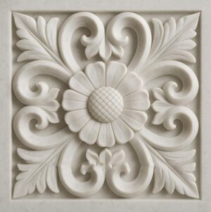 3D Floral Wall Mural – Square Panel -2 3D Floral stone Wall Mural – Square Panel - 2