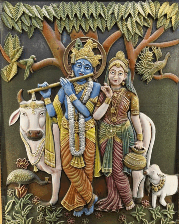 3D radha krishnan colourful stone wall mural 3D Radha Krishnan Colourful Stone Wall Mural Mural