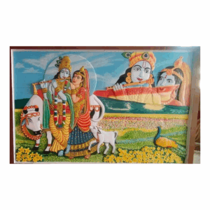 Colorful Radha Krishna Stone Wall Mural
