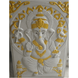 White & Gold Ganesha Stone Wall Mural