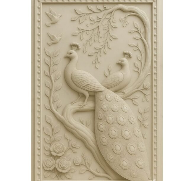 Intertwined Peacock Stone Wall Mural