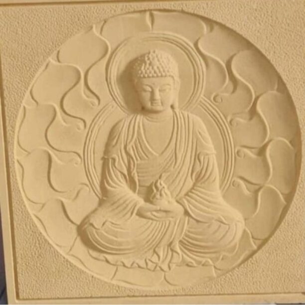 Round Relief Buddha Stone Wall Mural