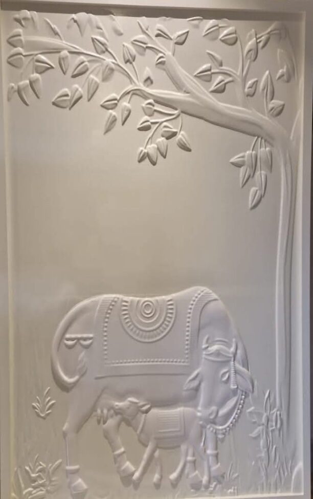 3D Kamadhenu Cow Wall Mural Panel