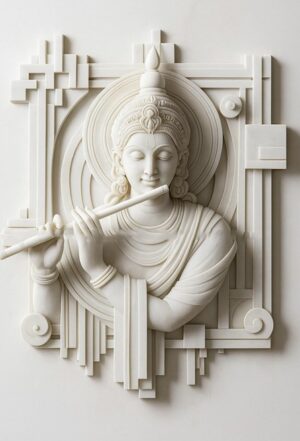 3D Lord Krishna Flute Playing Wall Mural Modern Lord Krishna 3D Flute Wall Mural