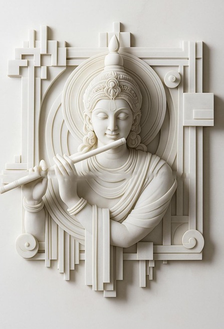Modern Lord Krishna 3D Flute Wall Mural