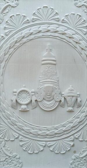 3D Lord Vishnu Face Stone Wall Mural Premium White Stone Venkateswara Wall Mural