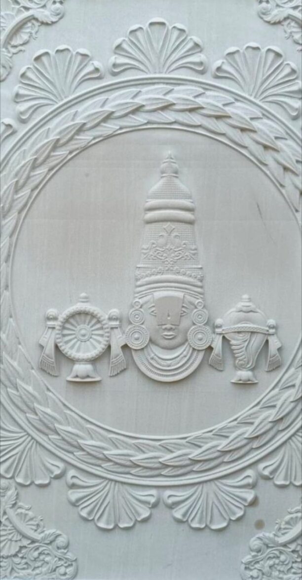 Premium White Stone Venkateswara Wall Mural