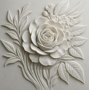 3D Rose Flower Stone Wall Mural Panel
