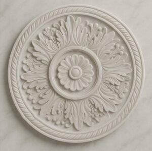 3D flower wall mural in circullar 3D Floral Medallion Stone Wall Mural Panel
