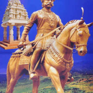Golden Equestrian King Statue Poster