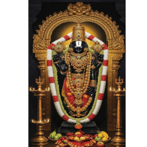 Divine Venkateswara Digital Glass Print - 1 "Divine Venkateswara Temple Digital Glass Print