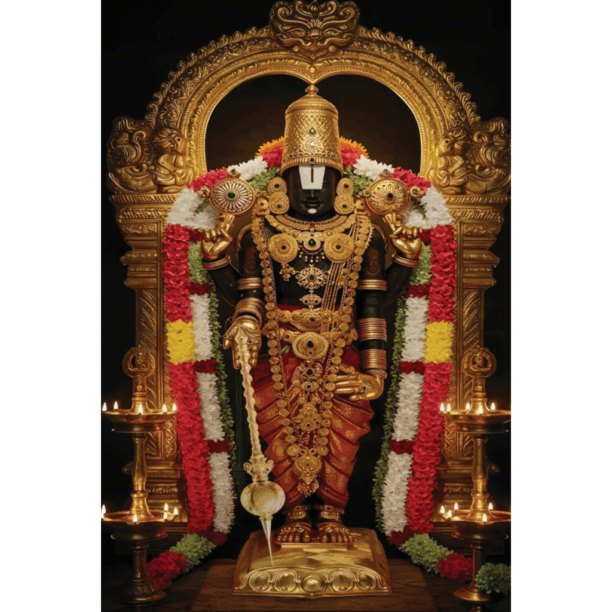 "Divine Venkateswara Brass Arch Digital Glass Print