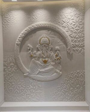 Ganesha 3D Stone wall mural (13) Ornate Circular Ganesha 3D Stone Wall Mural