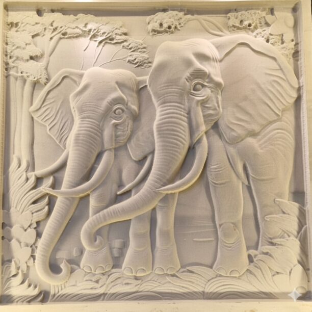 Pair of Elephants in a Forest 3D Wall Mural