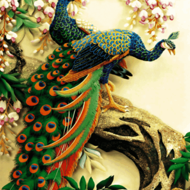 Regal Peacock Stone Mosaic Panel