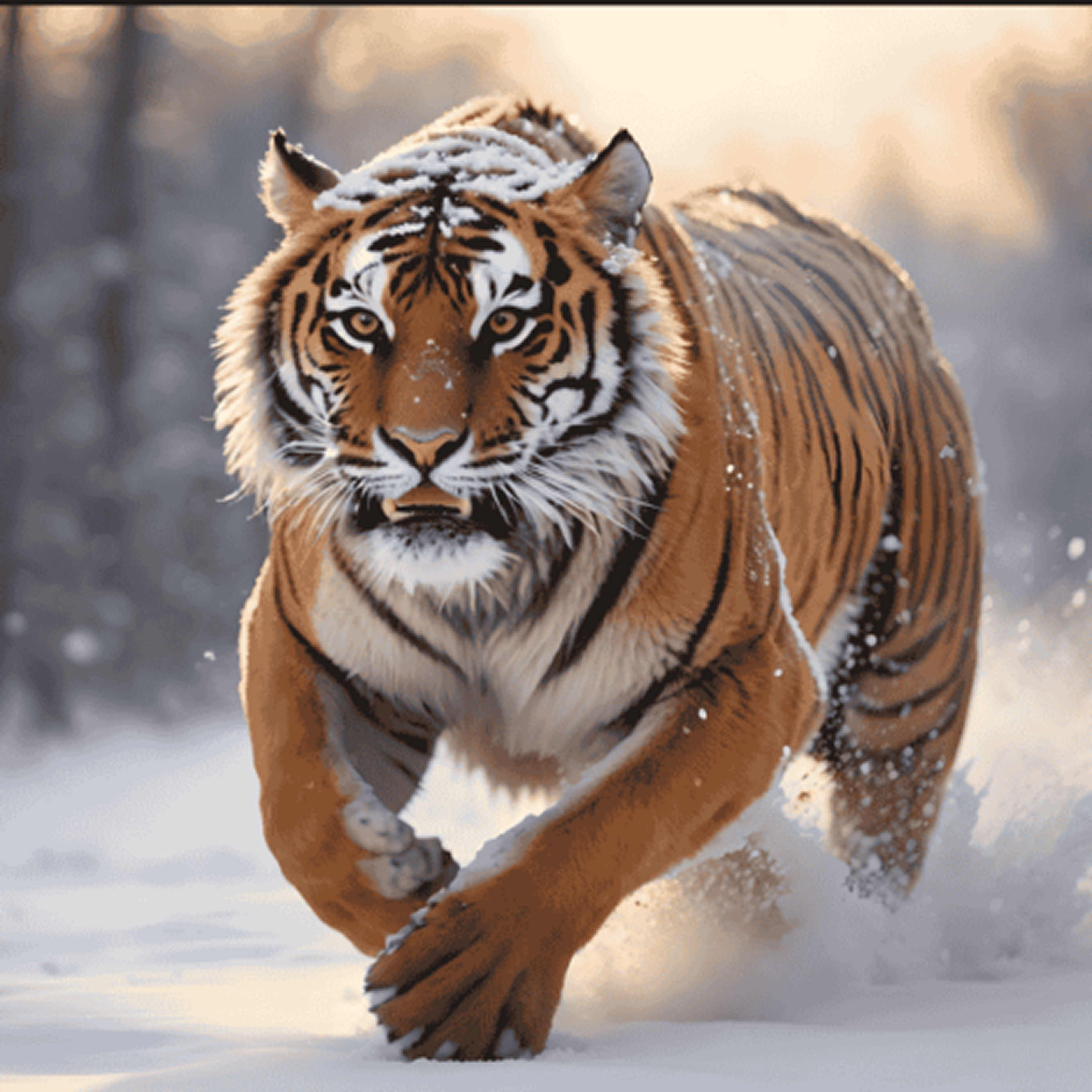 Majestic Tiger in Snow 3D Wall Mural