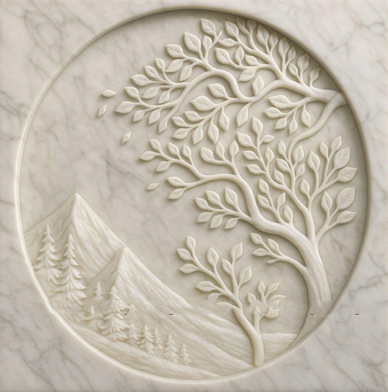 Mountain Landscape Tree Marble Mural